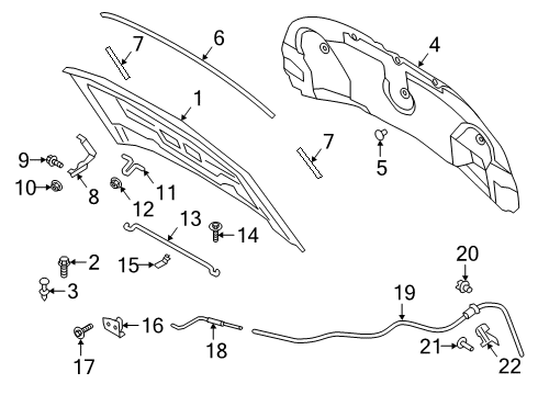 2020 Ford Explorer Hood & Components Hood Bumper Diagram for JL7Z-16758-A