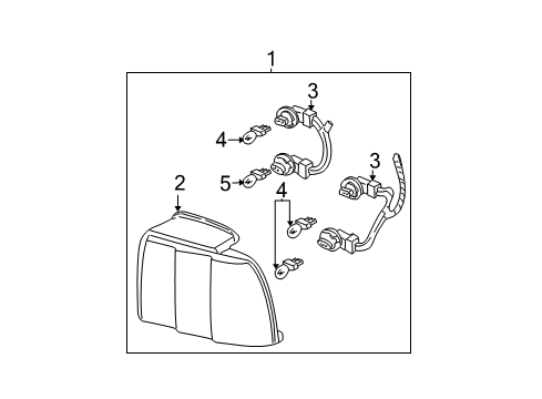 2001 Ford Mustang Bulbs Tail Lamp Assembly Diagram for XR3Z-13405-CA