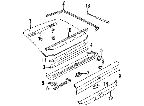 1985 Chevrolet Cavalier Lift Gate Glass, Hardware Weatherstrip, Rear Compartment Lid Diagram for 20471803