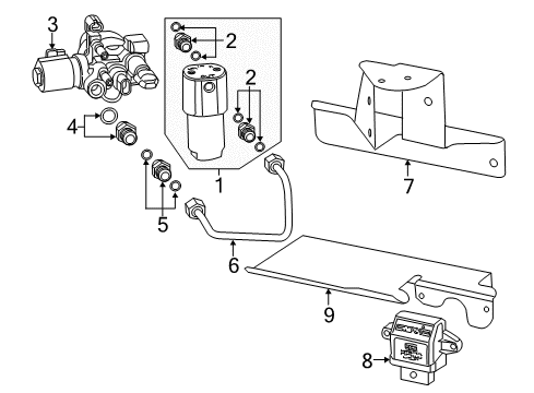 2016 GMC Sierra 3500 HD Fuel System Components Mount Bracket Diagram for 22990971