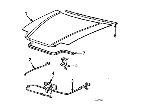 1986 Honda Prelude Hood & Components Wire, Hood Diagram for 63450-SB0-670