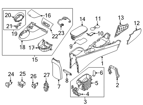 2018 Kia Soul Center Console Cover-Console Upper Diagram for 84651B2010AHV