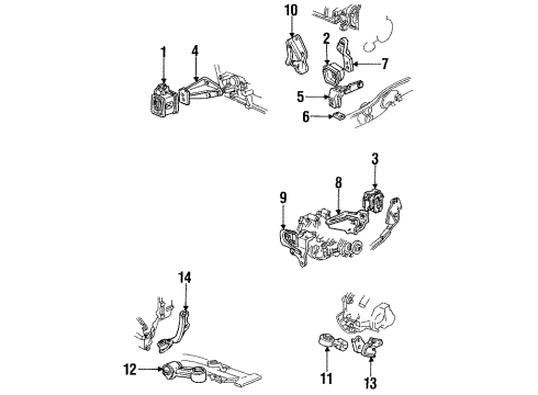 1990 Pontiac Sunbird Engine & Trans Mounting Bracket Asm-Engine Mount *Light Grey Diagram for 14080951