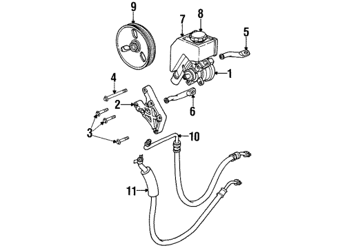 2001 Saturn SC2 P/S Pump & Hoses, Steering Gear & Linkage Hose Asm, P/S Gear Outlet Diagram for 21013120