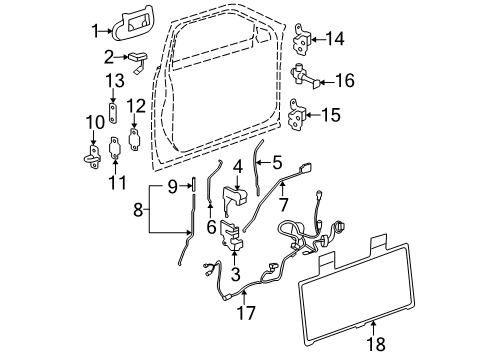 2007 Cadillac DTS Front Door - Lock & Hardware Hinge Asm-Front Side Door Lower Diagram for 15227307