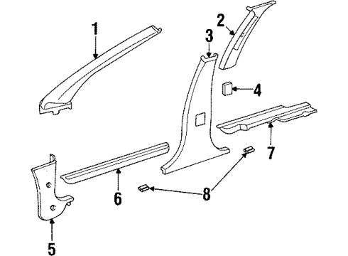 2000 Plymouth Breeze Interior Trim - Pillars, Rocker & Floor Molding-Windshield GARNISH Diagram for FF00DX9AB