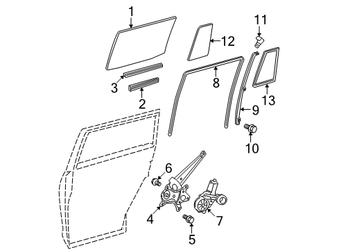 2010 Toyota Highlander Front Door Sash Channel Diagram for 69906-0E030