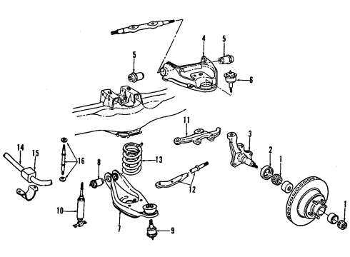 1996 Dodge B3500 Front Suspension Components, Lower Control Arm, Upper Control Arm, Stabilizer Bar Shock ABSORBER-H-Duty Front Diagram for 52038275