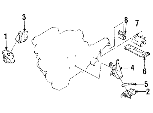 1997 Nissan 240SX Engine & Trans Mounting Engine Mount Member Assembly, Rear Diagram for 11331-36F00