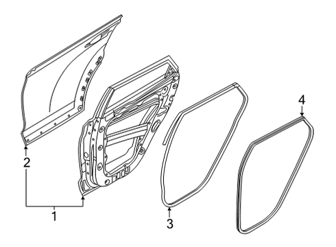 2022 Hyundai Santa Cruz Door & Components W/STRIP ASSY-RR DR SIDE RH Diagram for 83140-K5000