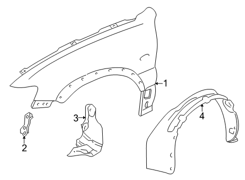 2007 Mercury Mariner Fender & Components Splash Shield Diagram for YL8Z-16103-AA