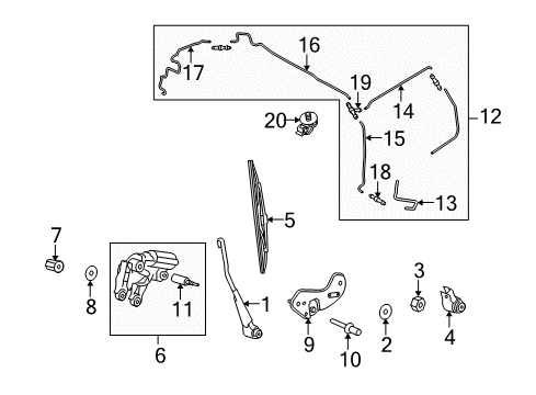 2010 Ford Transit Connect Back Door - Wiper & Washer Components Wiper Arm Cap Diagram for 3T1Z-17C526-A
