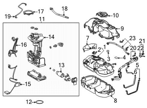 2022 Lexus NX450h+ Fuel System Components Vent Hose Diagram for 77404-42150