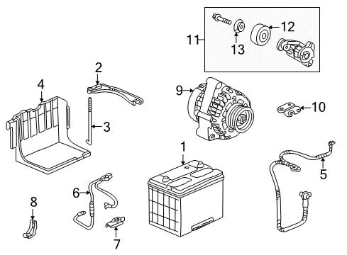 1999 Honda Accord Battery Alternator Assembly (Delphi) Diagram for 31100-P8C-A02