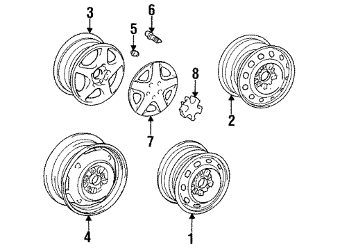 1996 Toyota Celica Wheels, Covers & Trim Wheel Hub Ornament Sub-Assembly Diagram for 42603-20550