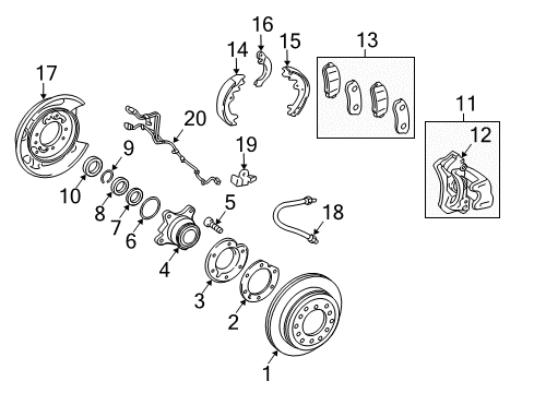 2013 Toyota 4Runner Rear Brakes Plate Sub-Assy, Parking Brake, LH Diagram for 46504-60091