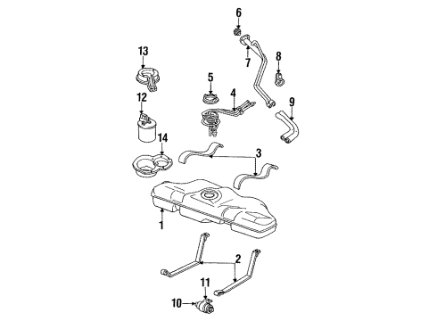 1990 Chevrolet Cavalier Fuel System Components Strainer Diagram for 25055460