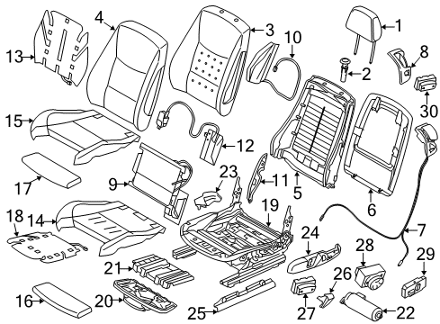 2017 BMW 430i xDrive Driver Seat Components Leather Cover Sport Backrest Left Diagram for 52107319589