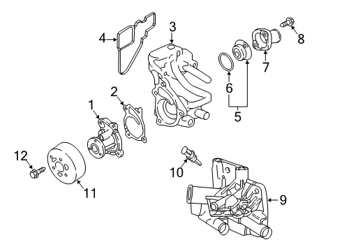 2019 Nissan Kicks Powertrain Control Thermostat Assembly Diagram for 21200-5RF3A