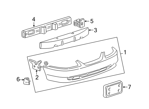 2000 Ford Mustang Front Bumper License Bracket Diagram for XR3Z-17A386-BA