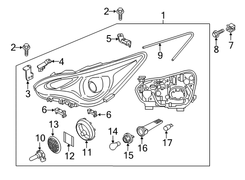 2018 Kia Stinger Headlamps Front Turn Signal Lamp Holder Assembly Diagram for 92161D3020