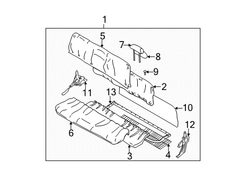 2005 Chevrolet Silverado 1500 Rear Seat Components Pad, Rear Seat Cushion Diagram for 88941613