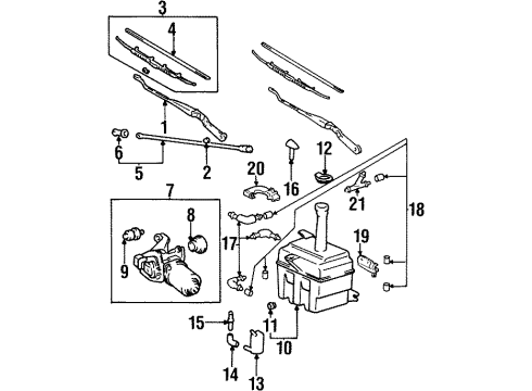 1995 Hyundai Accent Wiper & Washer Components Windshield Wiper Arm Assembly Diagram for 98320-22050