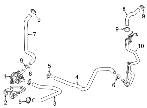 2018 Honda Accord Water Pump Hose, Radiator Inlet Diagram for 1J406-6C2-A00