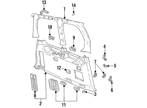 1995 Mercury Villager Interior Trim - Side Panel Cup Holder Diagram for F3XY1213560E