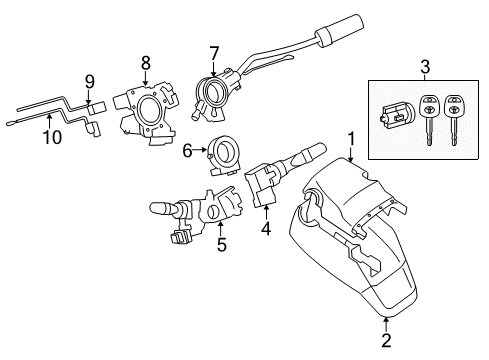 2016 Toyota Tundra Ignition Lock Gear Shift Assembly Diagram for 33055-34030