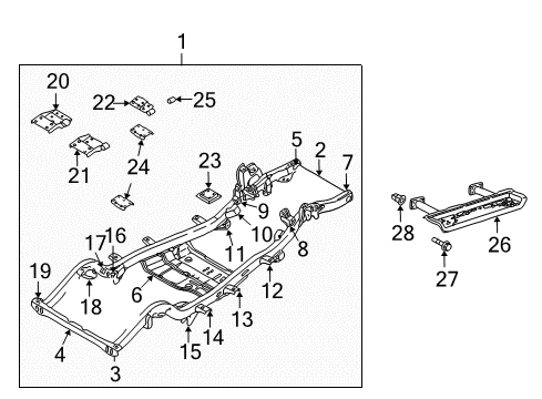 1997 Jeep Wrangler Frame & Components REINFMNT-Engine Mount Diagram for 52058844