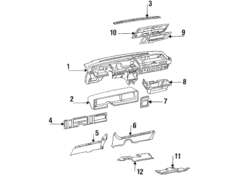 1991 Cadillac Eldorado Instrument Panel CYLINDER, Instrument Panel Compartment Door Lock Diagram for 12506500