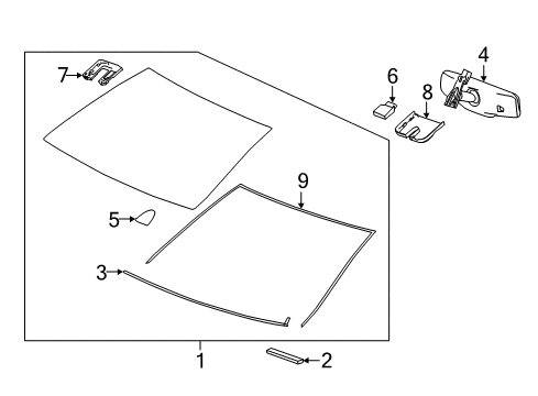 2011 Buick Regal Windshield Glass, Reveal Moldings Windshield Upper Seal Diagram for 13227211