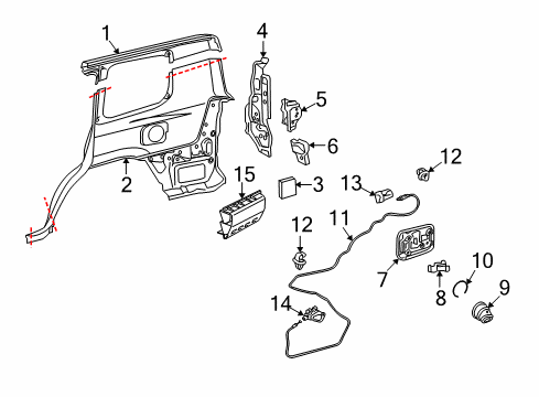 2015 Lexus LX570 Quarter Panel & Components Fuel Pocket Diagram for 77291-60120