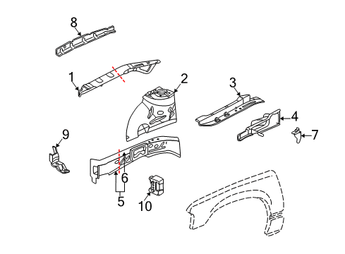 2001 Buick Park Avenue Structural Components & Rails Mount Support Diagram for 12373338