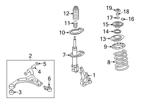 2007 Hyundai Entourage Front Suspension Components, Lower Control Arm, Stabilizer Bar Front Right-Hand Shock Absorber Assembly Diagram for 54661-4D101