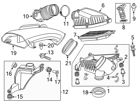 2013 Honda Odyssey Filters Case Set, Air Cleaner Diagram for 17244-RV0-S00