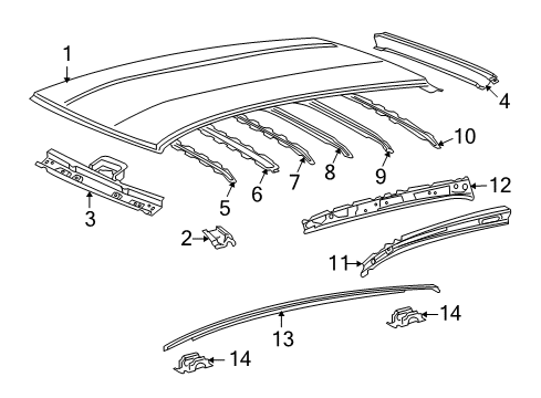 2014 Scion xD Roof & Components, Exterior Trim Inner Rail Diagram for 61201-52100