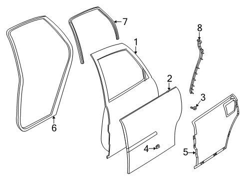 2002 Saturn L300 Rear Door Weatherstrip, Rear Side Door Auxiliary Diagram for 22673750