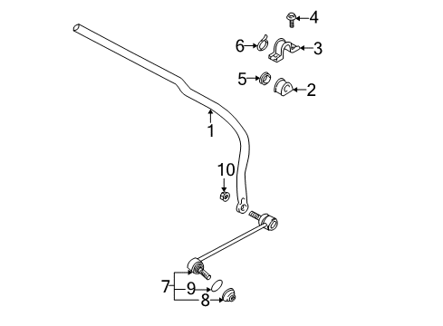 2001 Hyundai Santa Fe Stabilizer Bar & Components - Front Bolt Diagram for 11404-10201