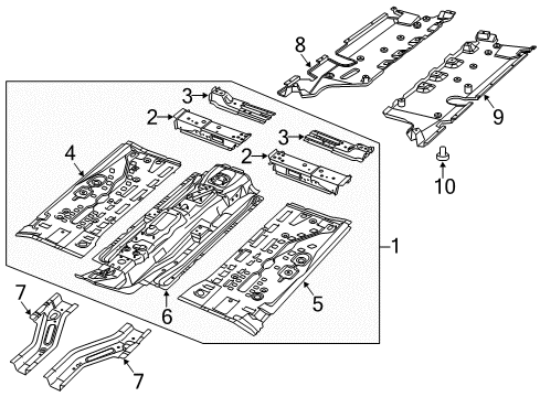 2014 Fiat 500L Pillars, Rocker & Floor - Floor & Rails Retainer Diagram for 68201479AA