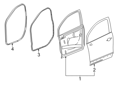 2018 Chevrolet Equinox Front Door Door Weatherstrip Diagram for 22999210