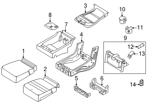 2019 Ford F-150 Front Seat Components Cup Holder Diagram for JL3Z-1813562-AF