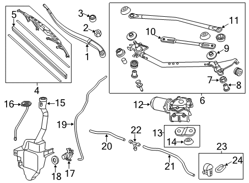 2011 Honda Odyssey Wiper & Washer Components Rod Unit A Diagram for 76540-TK8-A02