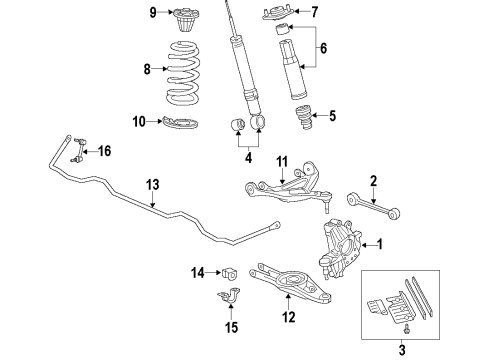 2009 Acura RL Rear Suspension Components, Lower Control Arm, Upper Control Arm, Stabilizer Bar Link, Left Rear Stabilizer Diagram for 52321-SJA-013