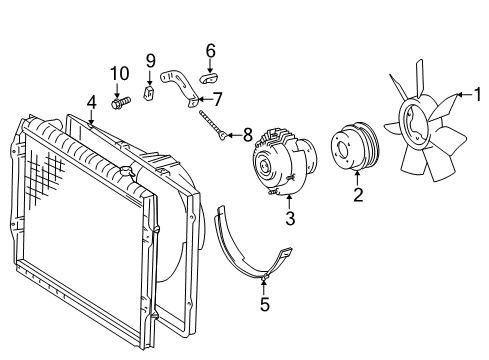 2002 Toyota Tacoma Cooling System, Radiator, Water Pump, Cooling Fan Adjust Bar Bolt Diagram for 90122-08012