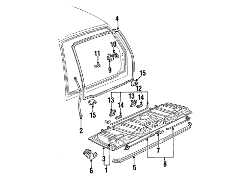 1993 Chevrolet S10 Blazer Gate & Hardware End Gate Window Release Actuator Assembly Diagram for 14047811