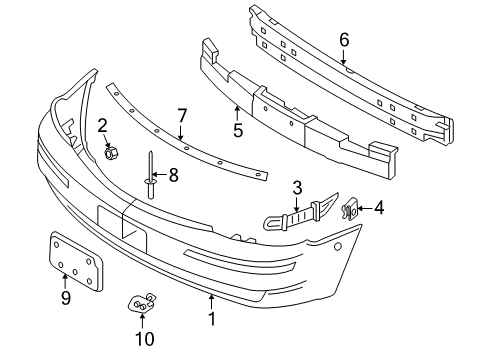 2007 Mercury Montego Front Bumper Bumper Cover Diagram for 5T5Z-17D957-AAB