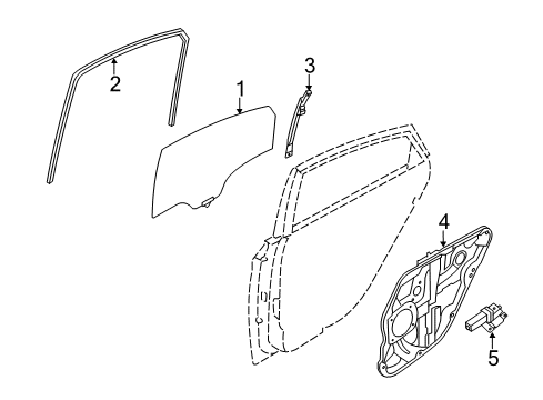 2012 Hyundai Sonata Rear Door - Glass & Hardware Rear Left-Hand Door Module Panel Assembly Diagram for 83471-3Q000