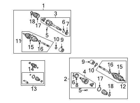 2001 Toyota Highlander Drive Axles - Front Outer Joint Diagram for 43470-29635